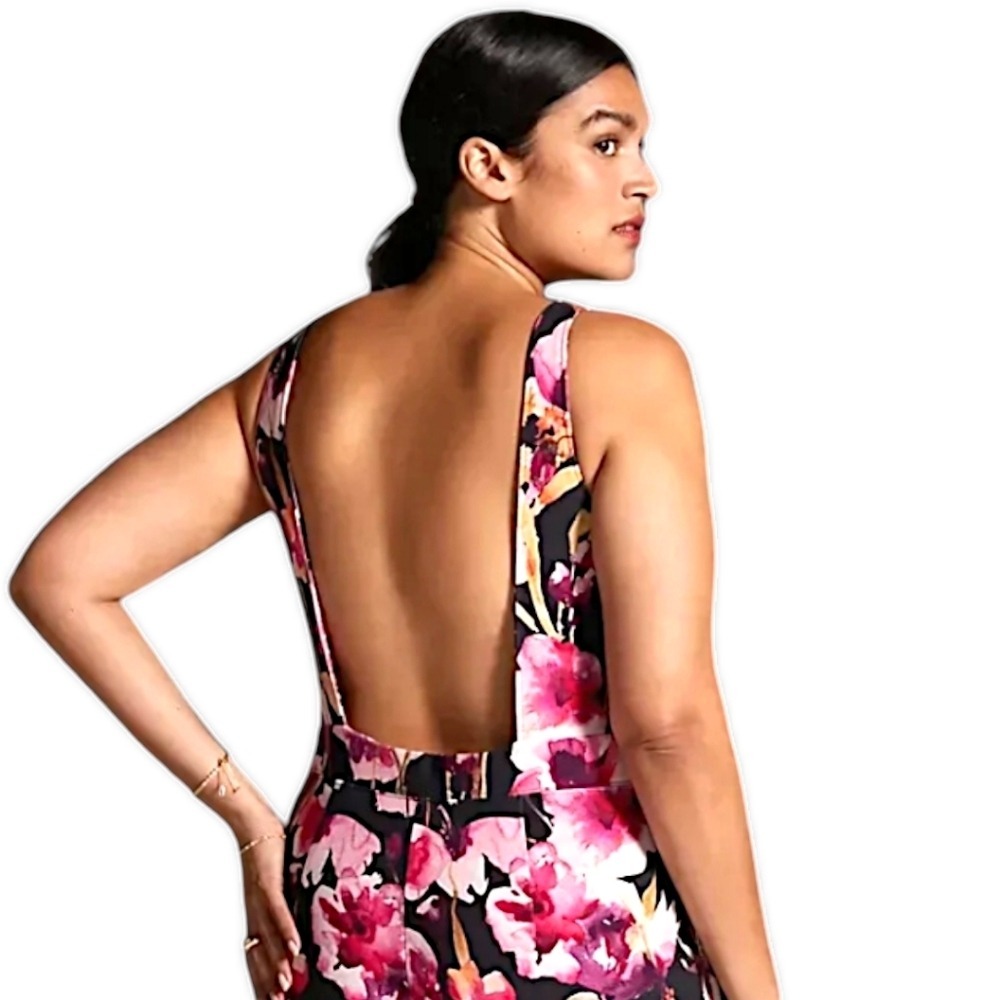 Anthropologie Floral Jumpsuit Open Back Fitted Stretch Sz L NWT - Picture 15 of 16